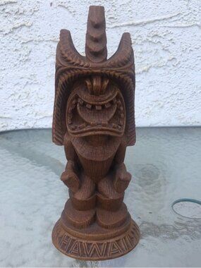 Vintage Cocc Joe's Carved Hawaiian Hapa Wood "Winner Tiki" Totem Statue Figure